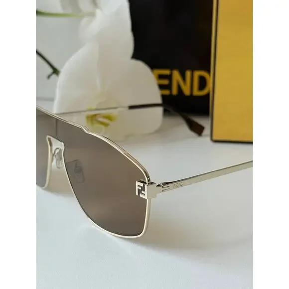 NEW Fendi FE40129U Sky Gold Metal Unisex Sunglasses $520
